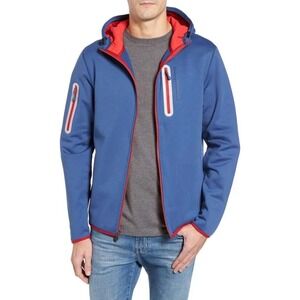 Vineyard Vines Full Zip Performance Hoodie Blue Red Fleece Lined Jacket LG Read